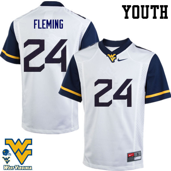 NCAA Youth Maurice Fleming West Virginia Mountaineers White #24 Nike Stitched Football College Authentic Jersey JJ23O20QR